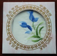 SMALL HAND-EMBROIDERED REAL SILK HANDKERCHIEF 2